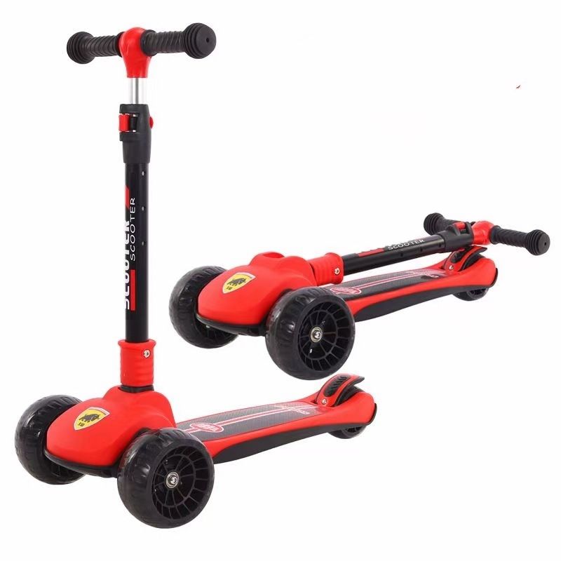 Kids Manual Scooty | Ferrari Edition | Running LED Lights | Premium Imported Quality