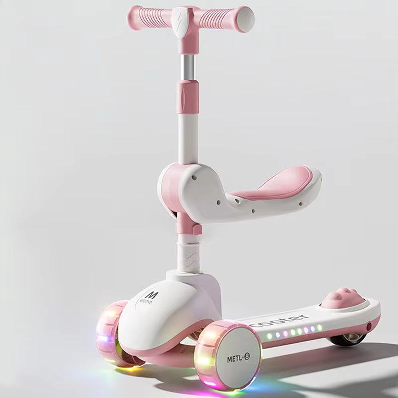 3-in-1 Folding Kick Scooter 1-6 Years Old Sit Ride Lightweight 3 Wheel Safety Brake Boys Girls Toddler Kids Scooter Outdoor Play