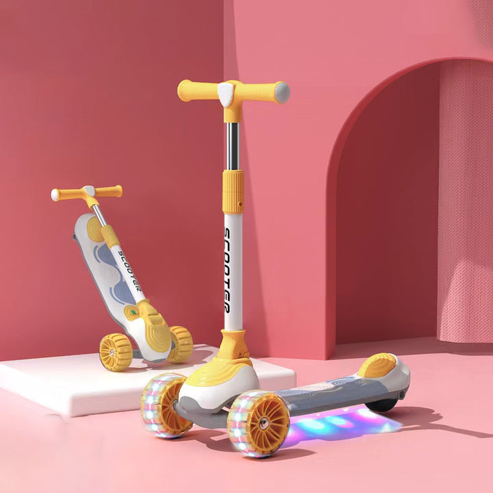 Cool Baby Scooter Adjustment Music Flash Wheel Kids Scooter 3 Wheel Steel Folding Scooter for Children