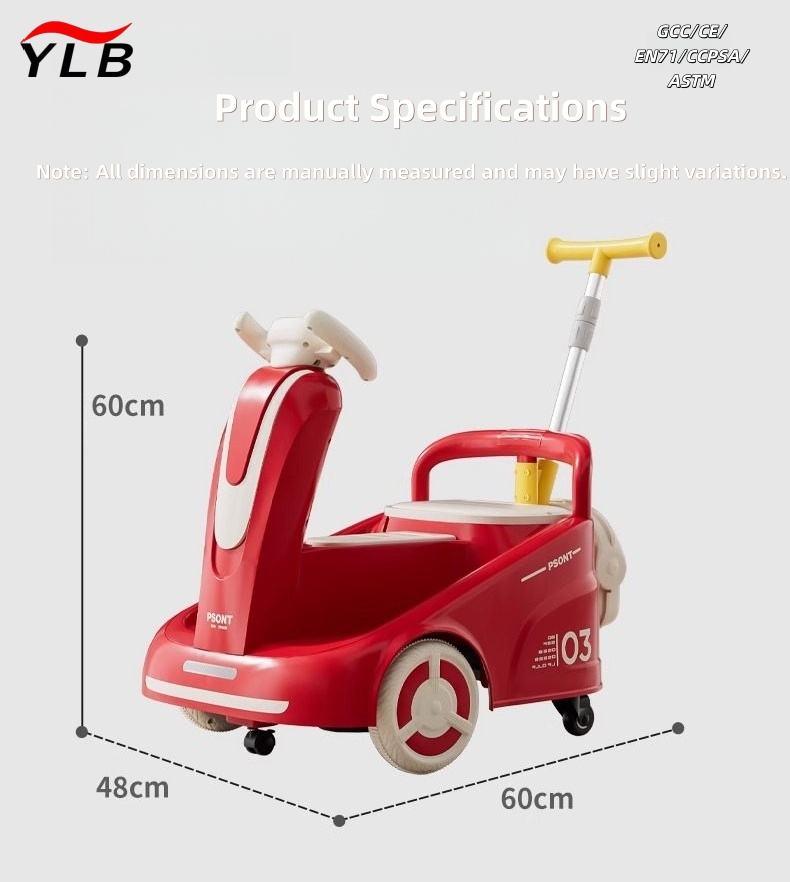 Kids Drift Car with Handles and Remote Control, Removable Handlebars
