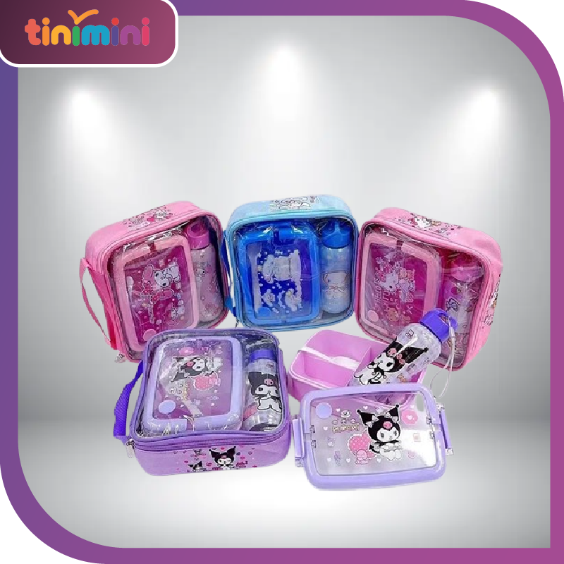 Sanrio Lunch Box Set Anime Hello Kitty Kuromi Split Lunch Box Water Bottle Exquisite Packaging Student Portable Insulation Box
