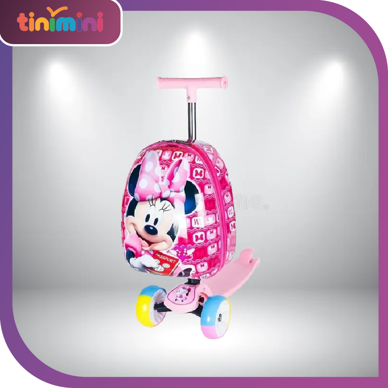 Cute Cartoon kids scooter suitcase on wheels Lazy trolley bag children carry on cabin travel rolling luggage Skateboard bag gift