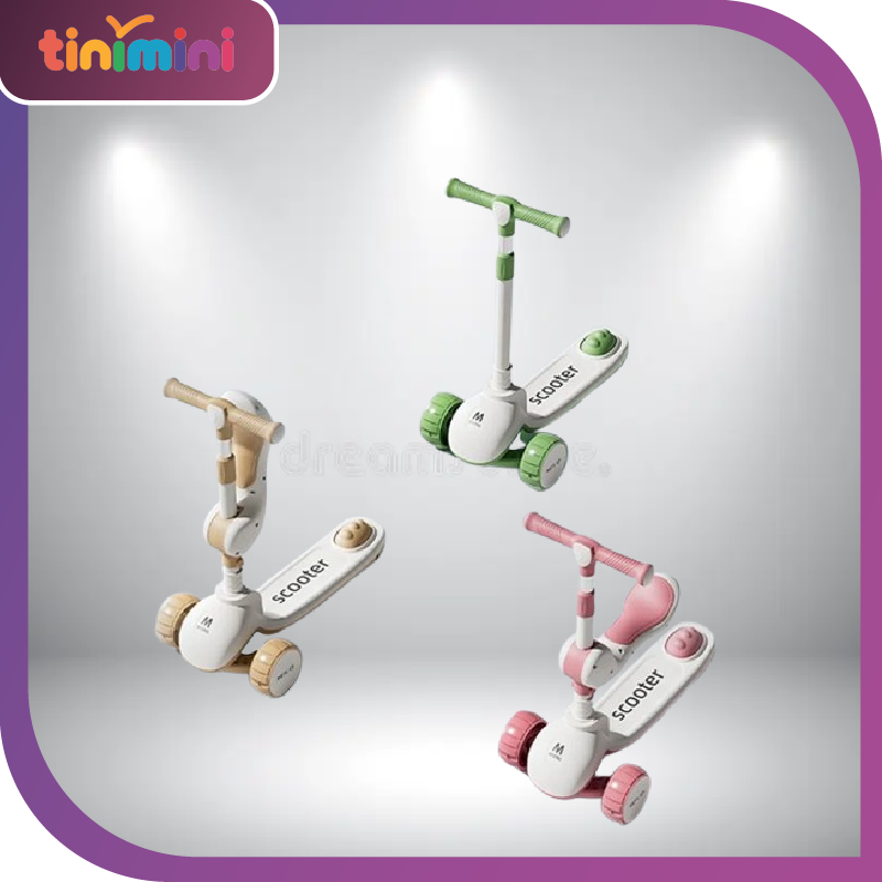 3-in-1 Folding Kick Scooter 1-6 Years Old Sit Ride Lightweight 3 Wheel Safety Brake Boys Girls Toddler Kids Scooter Outdoor Play
