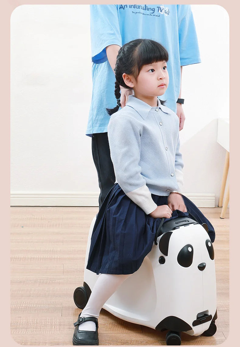Kids Suitcase with wheels cute Cartoon Panda trolley luggage case Waterproof Travel Bags for Children's Sat and Ridden Suitcase