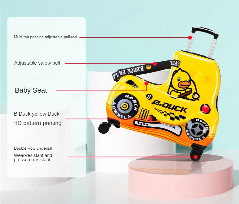 Travel bags for children kids' luggage middle size luggage travel suitcases with wheels Little yellow duck rolling luggage case