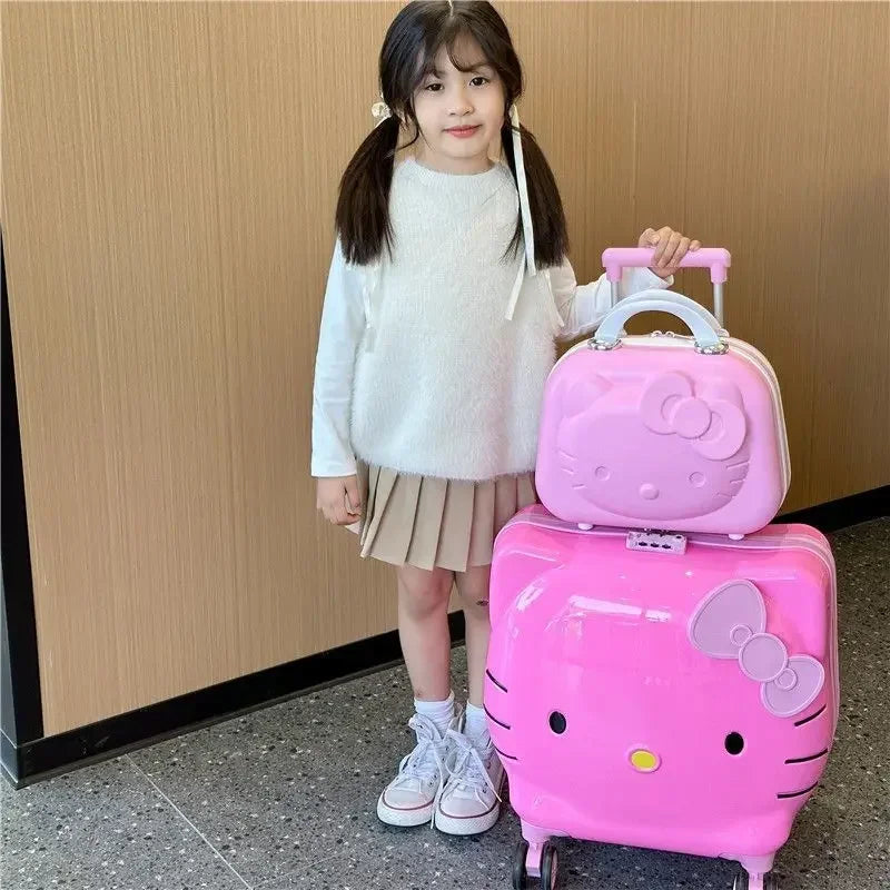 Sweet Hello Kitty Kawaii Anime MINISO Suitcase Cute KT Cat Princess Trolley Case Travel Storage Box Fashion Gifts for Girls