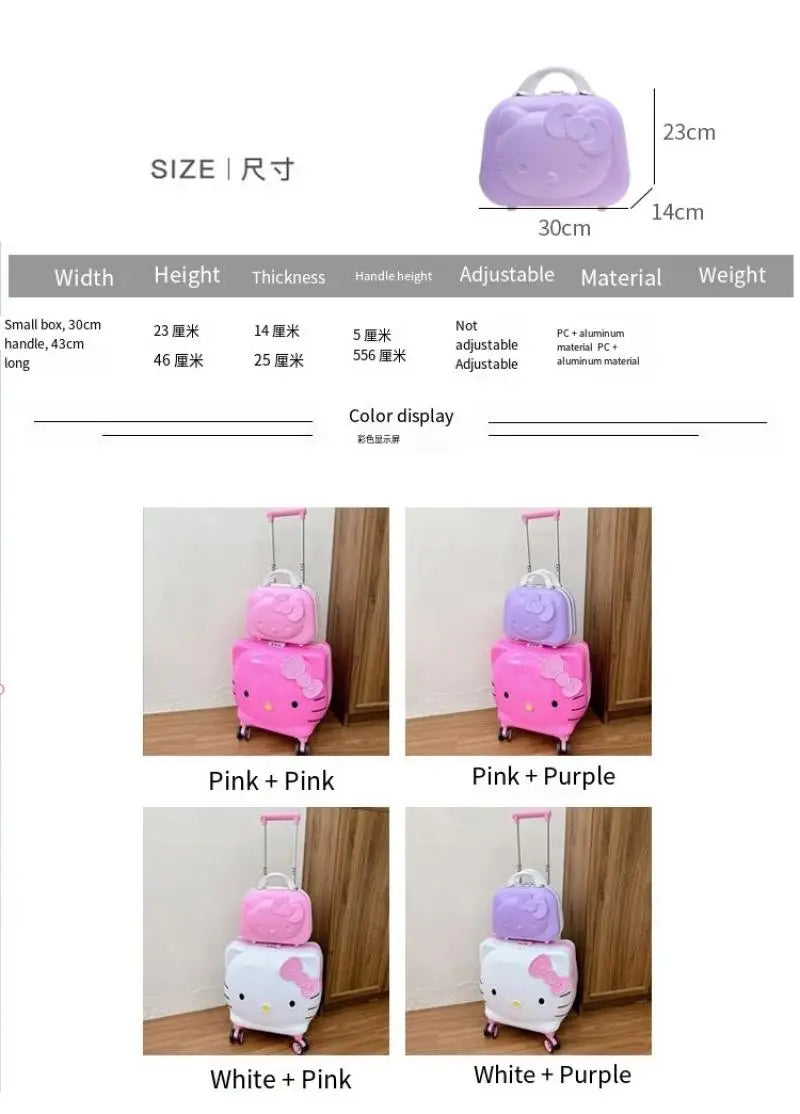 Cute Cartoon Sanrios Hello Kittys Children Portable Trolley Case Suitcase Carry-On Girl Luggage Box Fashion Festival Gift