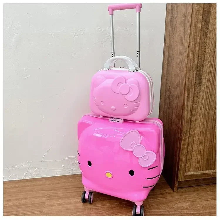 Sweet Hello Kitty Kawaii Anime MINISO Suitcase Cute KT Cat Princess Trolley Case Travel Storage Box Fashion Gifts for Girls
