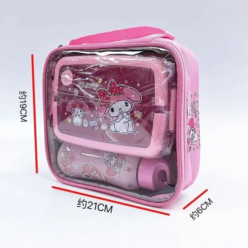 Sanrio Lunch Box Set Anime Hello Kitty Kuromi Split Lunch Box Water Bottle Exquisite Packaging Student Portable Insulation Box