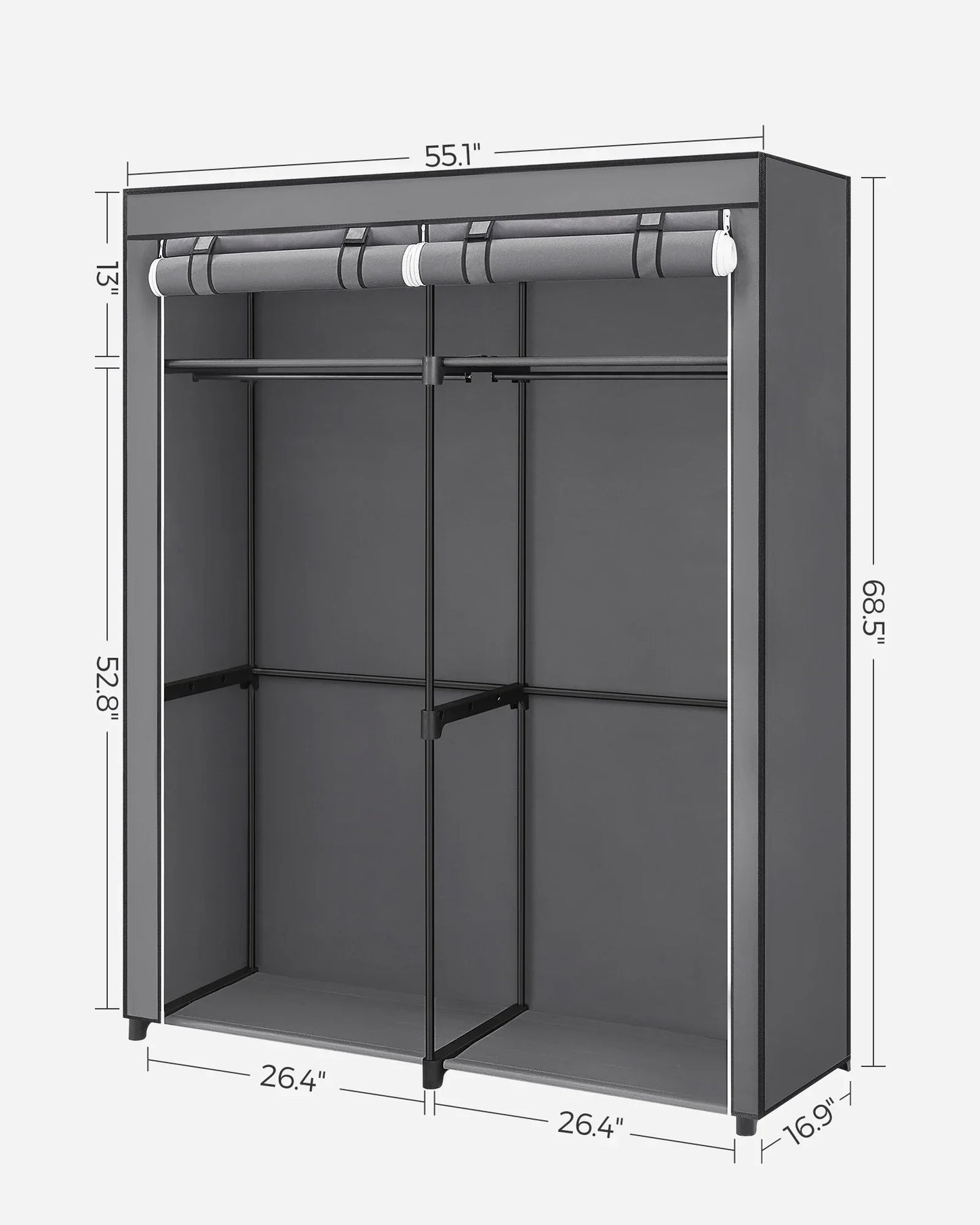 Compact Portable Non-Woven Fabric Closet with Clothes Rail & Shelves