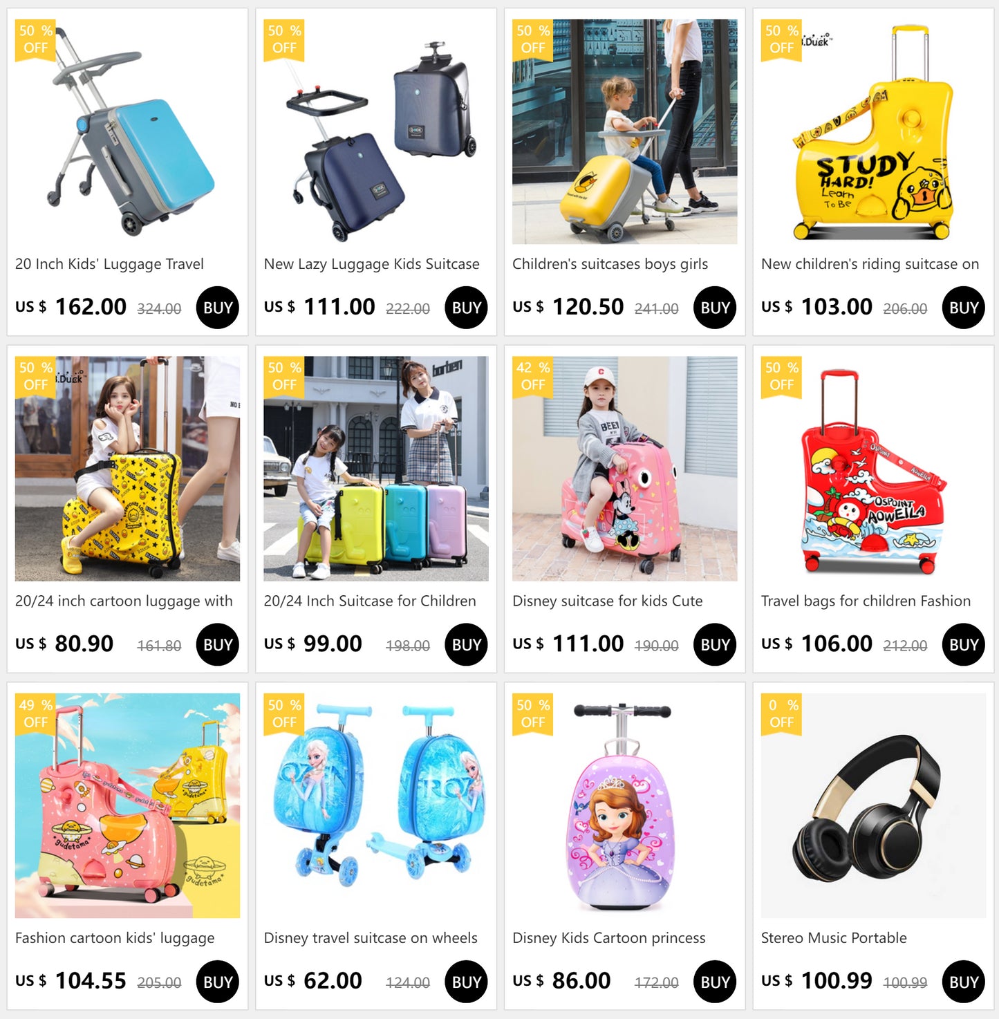 Travel bags for children kids' luggage middle size luggage travel suitcases with wheels Little yellow duck rolling luggage case