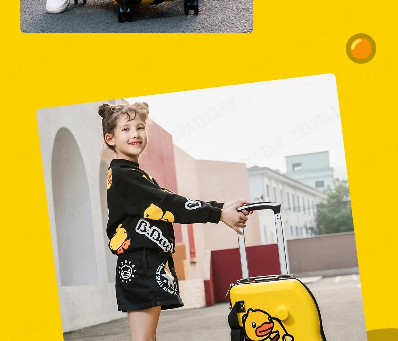 Travel bags for children kids' luggage middle size luggage travel suitcases with wheels Little yellow duck rolling luggage case