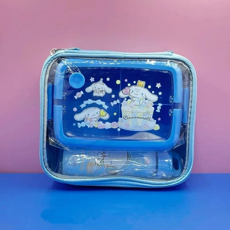 Sanrio Lunch Box Set Anime Hello Kitty Kuromi Split Lunch Box Water Bottle Exquisite Packaging Student Portable Insulation Box