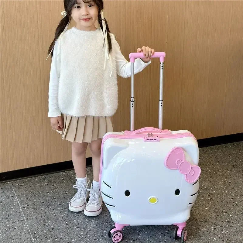 Sweet Hello Kitty Kawaii Anime MINISO Suitcase Cute KT Cat Princess Trolley Case Travel Storage Box Fashion Gifts for Girls