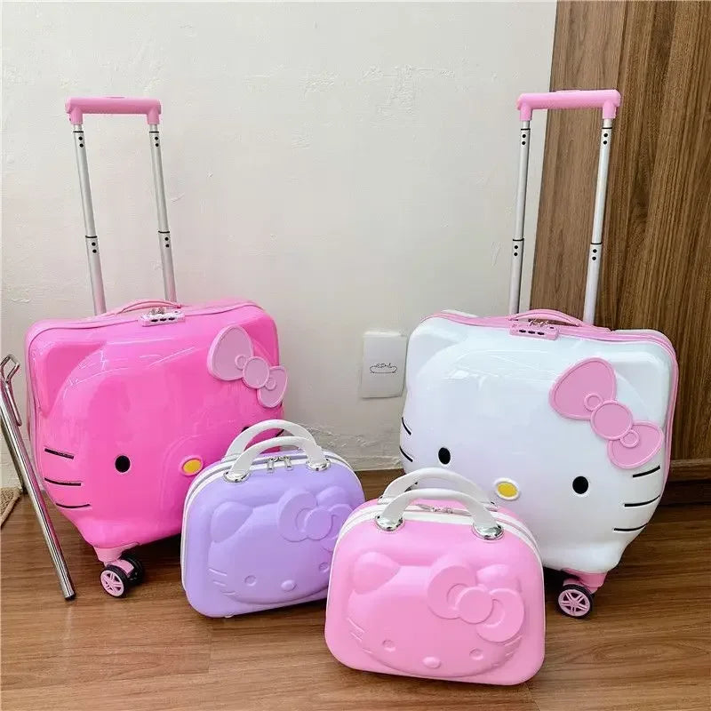 Sweet Hello Kitty Kawaii Anime MINISO Suitcase Cute KT Cat Princess Trolley Case Travel Storage Box Fashion Gifts for Girls