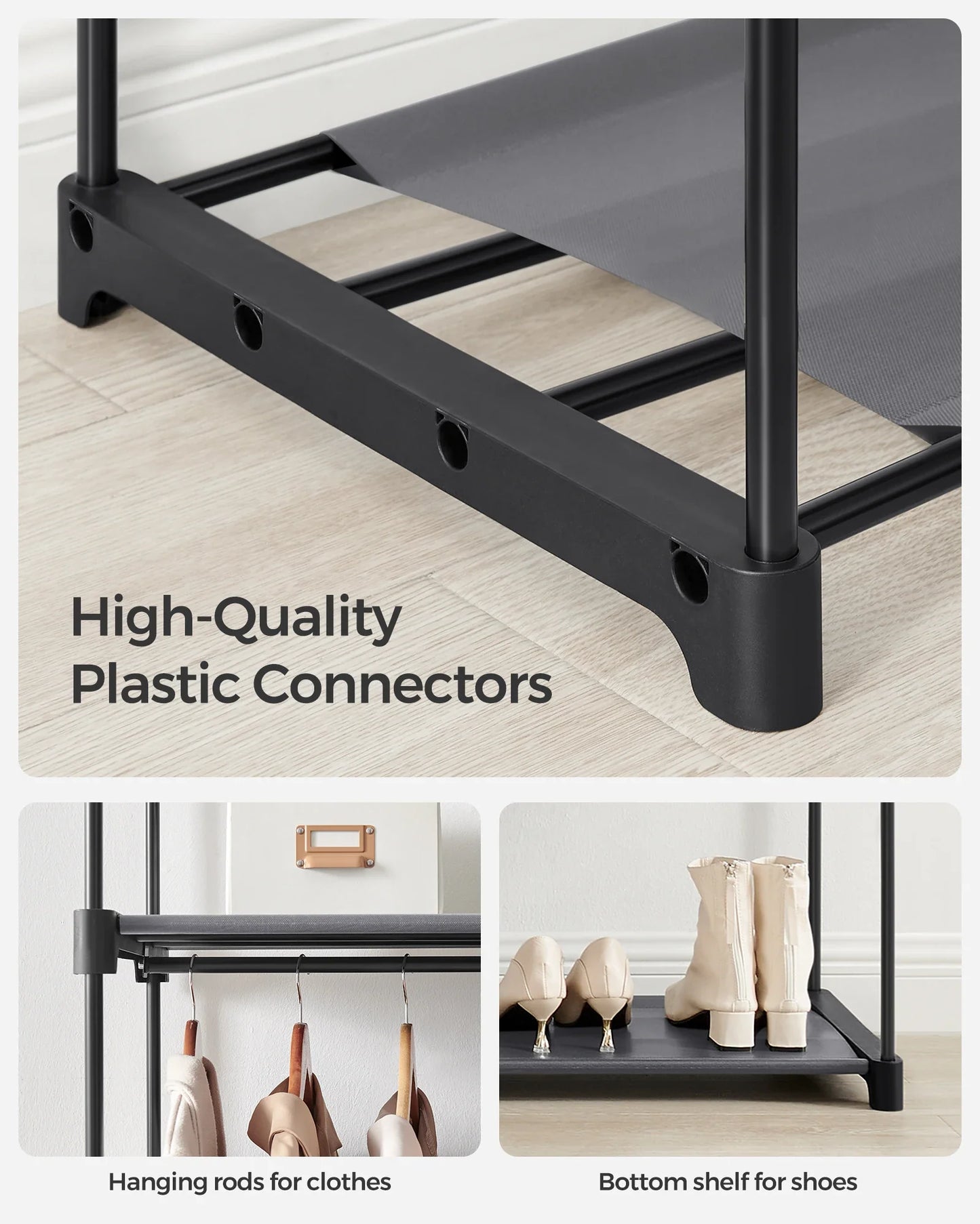 Compact Portable Non-Woven Fabric Closet with Clothes Rail & Shelves