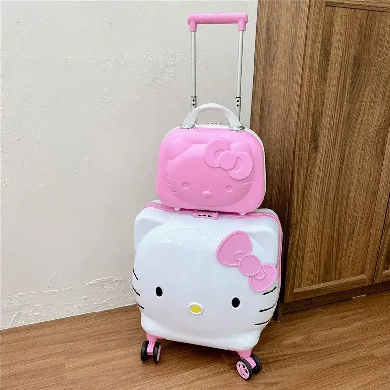 Sweet Hello Kitty Kawaii Anime MINISO Suitcase Cute KT Cat Princess Trolley Case Travel Storage Box Fashion Gifts for Girls
