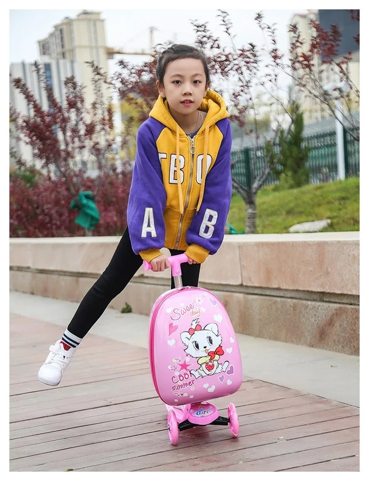 Disney travel suitcase on wheels cartoon lovely Children's Trolley Case carry on Scooter rolling luggage bag for girls boys gift