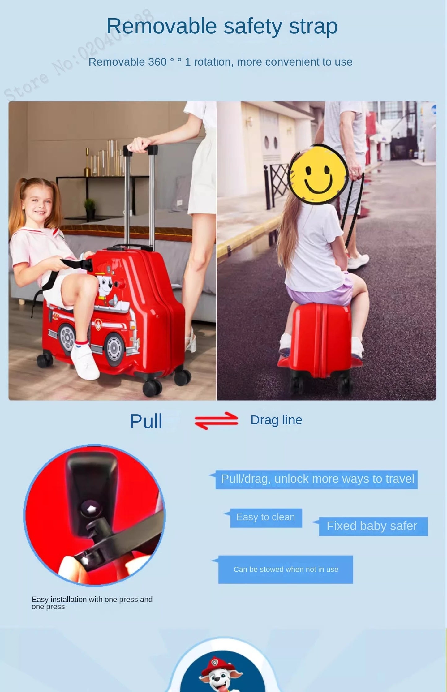 KO-KU 20'' Children's Handheld Luggage can sit and ride Boys Baby 24 inch Trolley Case Kids Girl Seat Travelling Suitcase