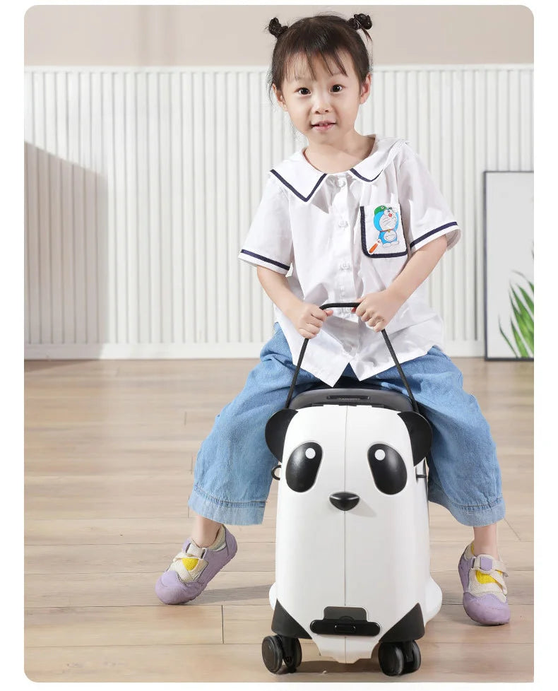 Kids Suitcase with wheels cute Cartoon Panda trolley luggage case Waterproof Travel Bags for Children's Sat and Ridden Suitcase