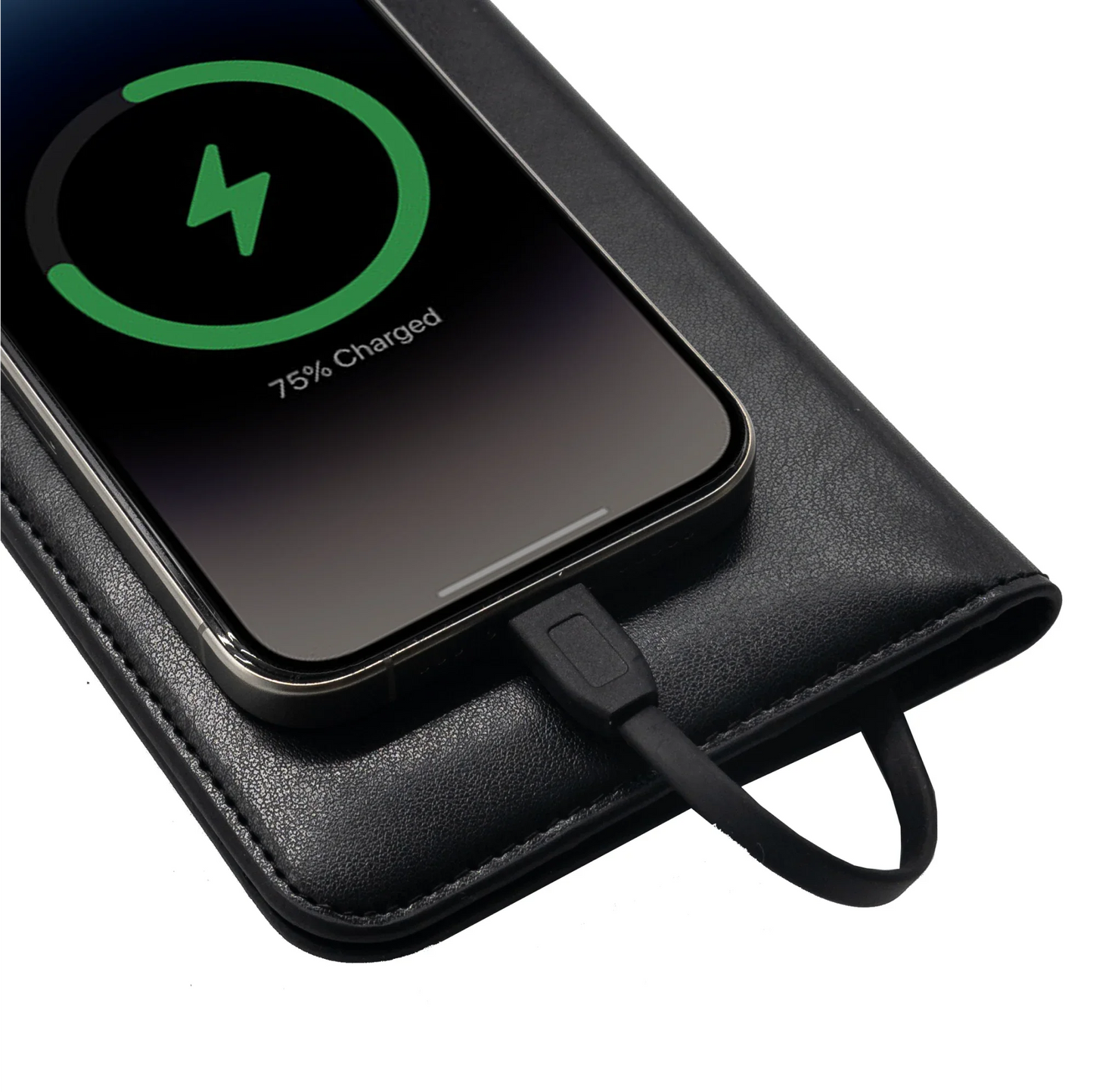Minimalist Charging Wallet + Phone Pocket – Slim PU Leather