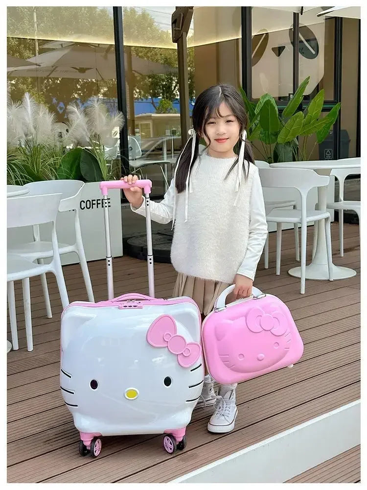 Sweet Hello Kitty Kawaii Anime MINISO Suitcase Cute KT Cat Princess Trolley Case Travel Storage Box Fashion Gifts for Girls