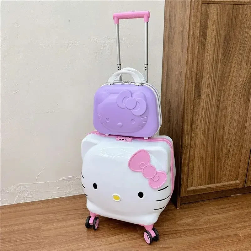 Sweet Hello Kitty Kawaii Anime MINISO Suitcase Cute KT Cat Princess Trolley Case Travel Storage Box Fashion Gifts for Girls
