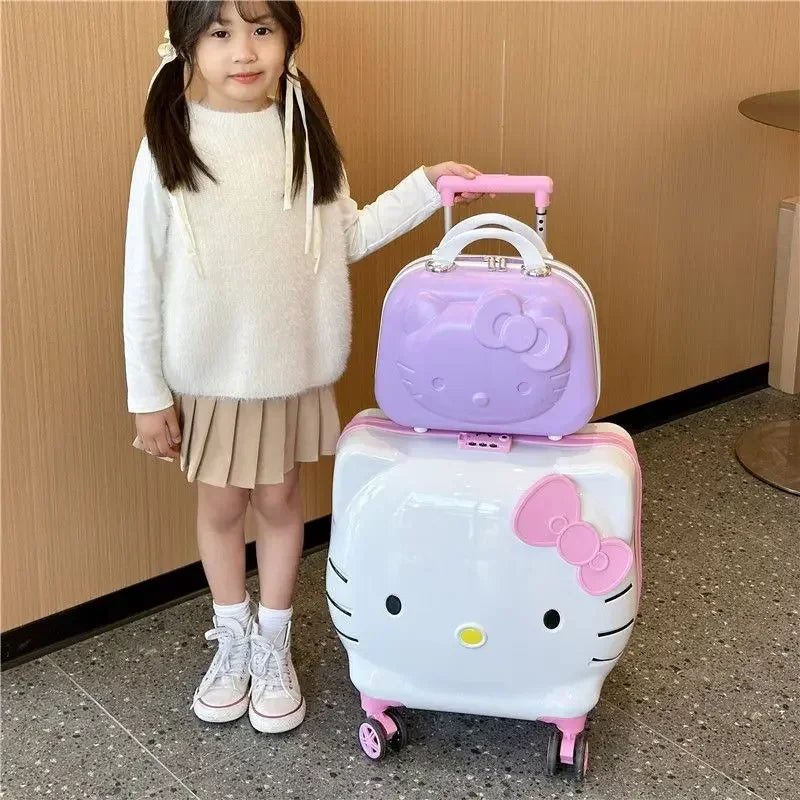 Sweet Hello Kitty Kawaii Anime MINISO Suitcase Cute KT Cat Princess Trolley Case Travel Storage Box Fashion Gifts for Girls