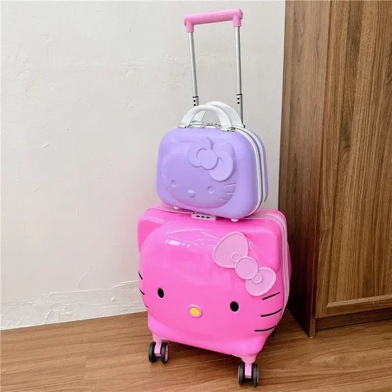 Sweet Hello Kitty Kawaii Anime MINISO Suitcase Cute KT Cat Princess Trolley Case Travel Storage Box Fashion Gifts for Girls
