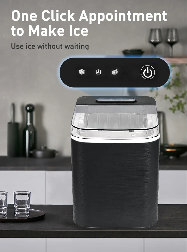 Fast Bullet Ice Maker – 12 kg/24h, Auto Shut-Off & Transparent Lid