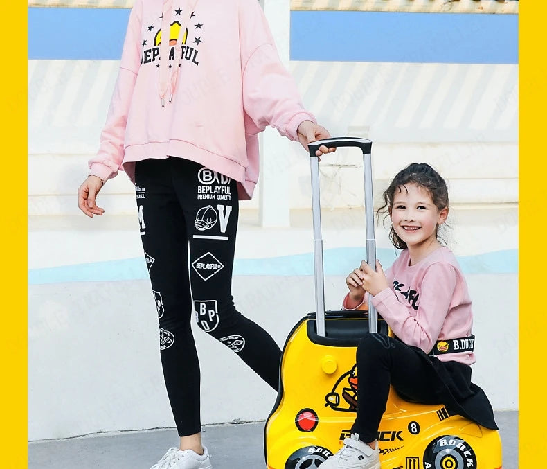 Travel bags for children kids' luggage middle size luggage travel suitcases with wheels Little yellow duck rolling luggage case