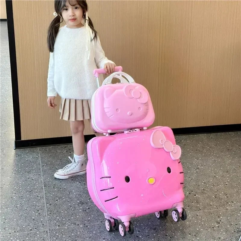 Sweet Hello Kitty Kawaii Anime MINISO Suitcase Cute KT Cat Princess Trolley Case Travel Storage Box Fashion Gifts for Girls