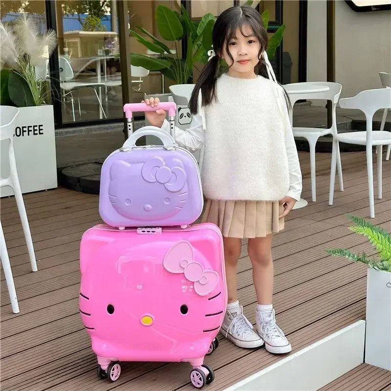 Sweet Hello Kitty Kawaii Anime MINISO Suitcase Cute KT Cat Princess Trolley Case Travel Storage Box Fashion Gifts for Girls
