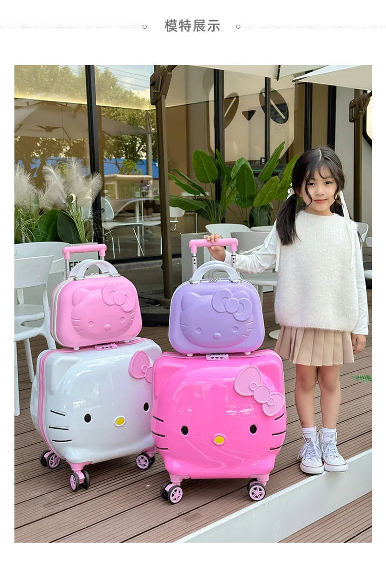 Cute Cartoon Sanrios Hello Kittys Children Portable Trolley Case Suitcase Carry-On Girl Luggage Box Fashion Festival Gift
