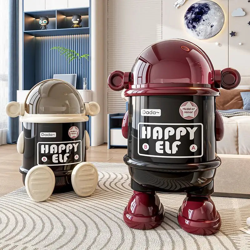 Cute Cartoon Flip Trash Bin with Lid – Home & Kitchen Use