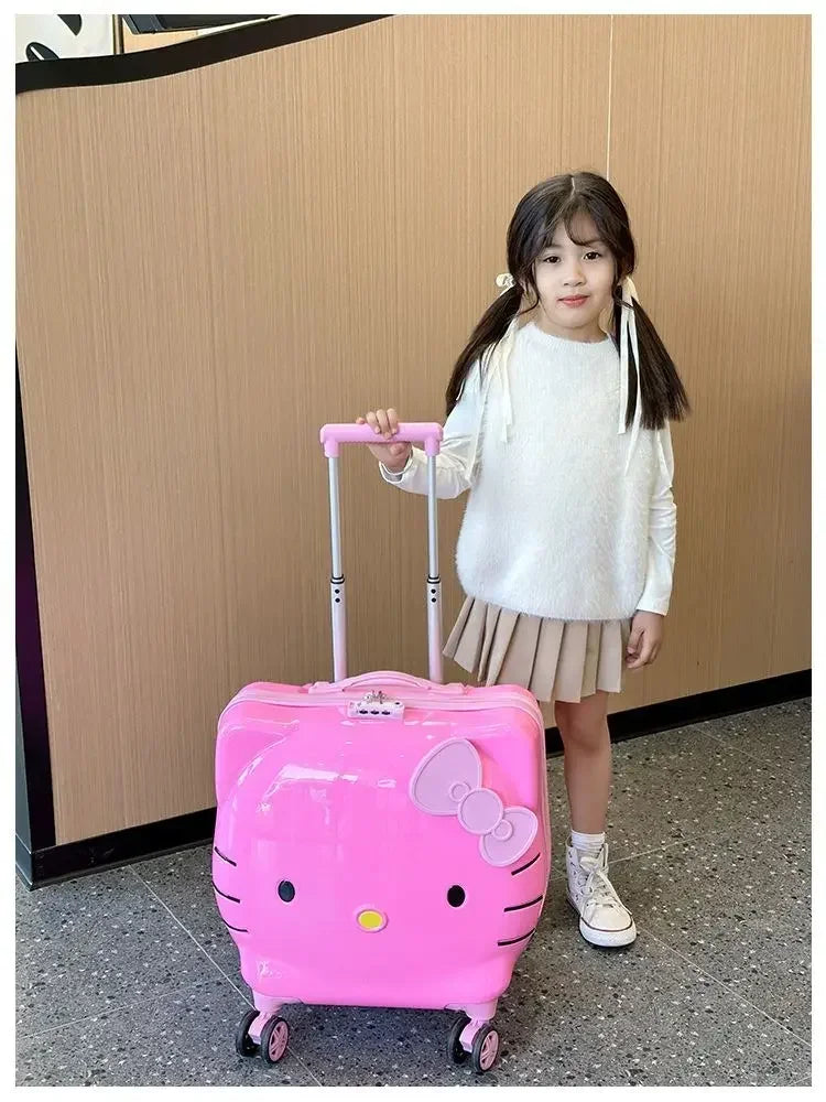 Sweet Hello Kitty Kawaii Anime MINISO Suitcase Cute KT Cat Princess Trolley Case Travel Storage Box Fashion Gifts for Girls
