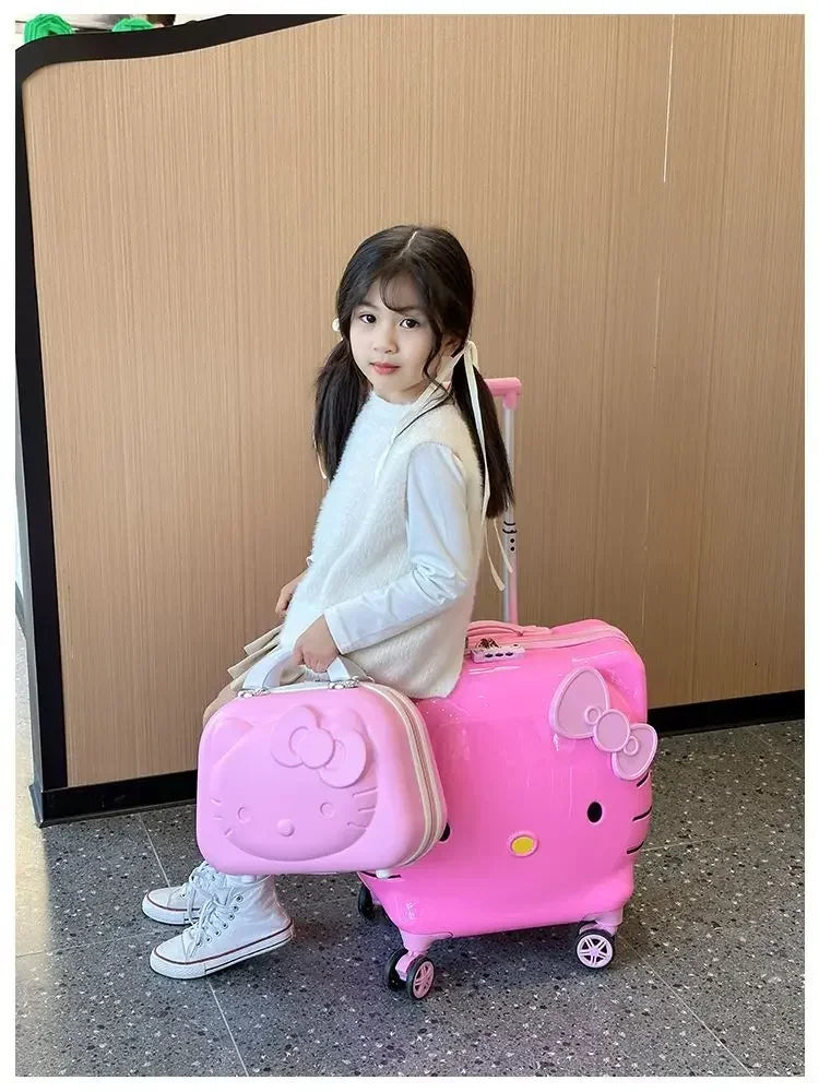 Sweet Hello Kitty Kawaii Anime MINISO Suitcase Cute KT Cat Princess Trolley Case Travel Storage Box Fashion Gifts for Girls