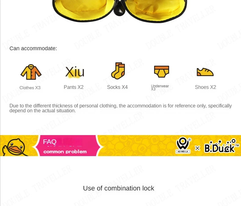 Travel bags for children kids' luggage middle size luggage travel suitcases with wheels Little yellow duck rolling luggage case