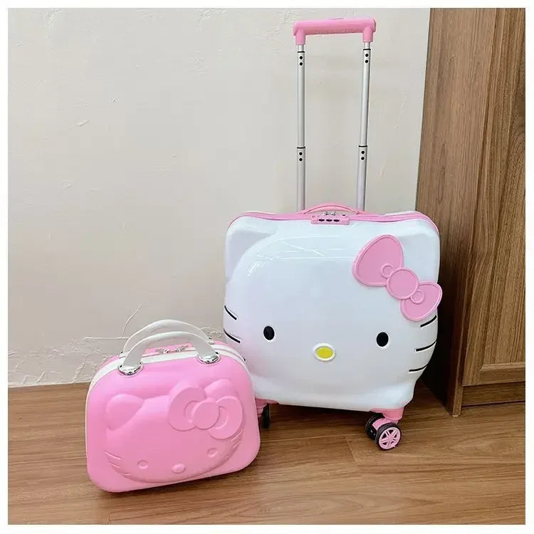Sweet Hello Kitty Kawaii Anime MINISO Suitcase Cute KT Cat Princess Trolley Case Travel Storage Box Fashion Gifts for Girls