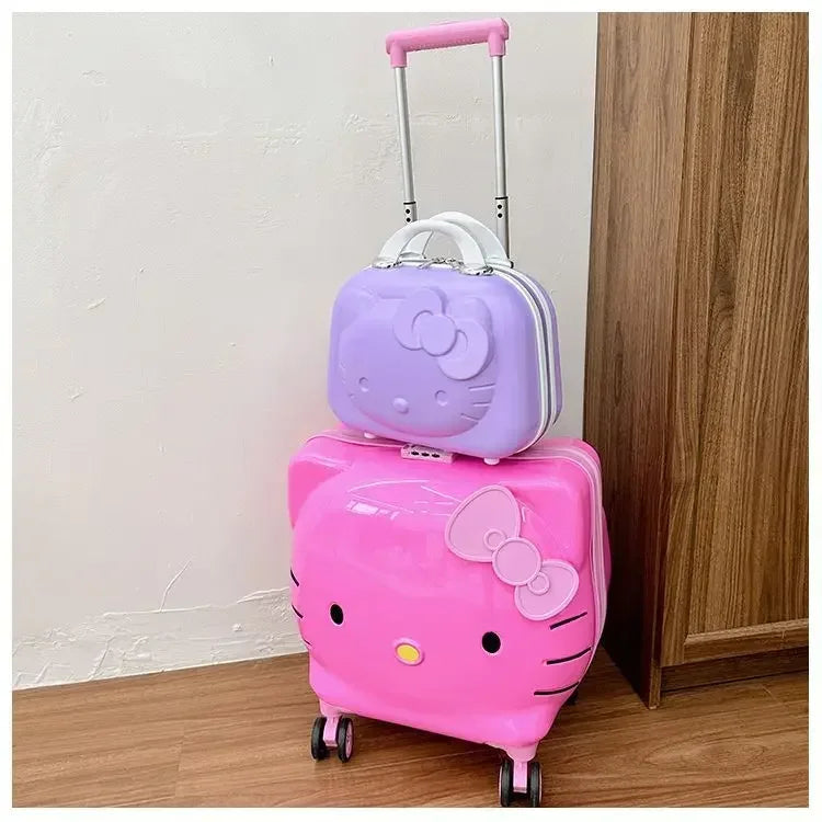 Sweet Hello Kitty Kawaii Anime MINISO Suitcase Cute KT Cat Princess Trolley Case Travel Storage Box Fashion Gifts for Girls