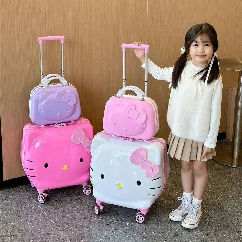 Sweet Hello Kitty Kawaii Anime MINISO Suitcase Cute KT Cat Princess Trolley Case Travel Storage Box Fashion Gifts for Girls