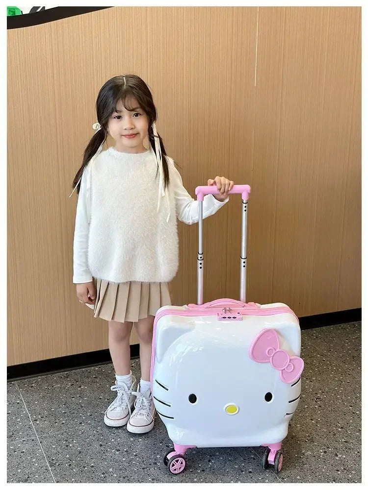 Sweet Hello Kitty Kawaii Anime MINISO Suitcase Cute KT Cat Princess Trolley Case Travel Storage Box Fashion Gifts for Girls