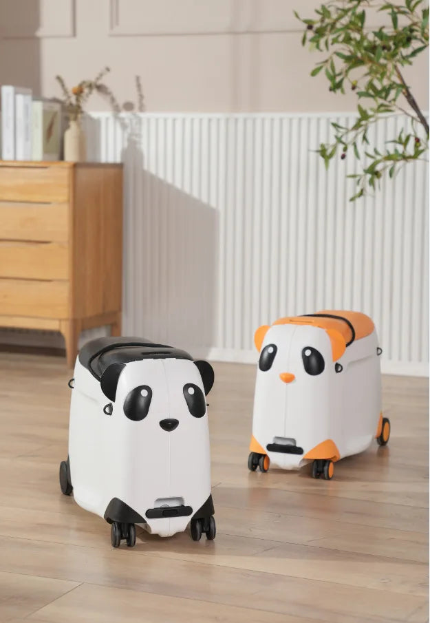 Kids Suitcase with wheels cute Cartoon Panda trolley luggage case Waterproof Travel Bags for Children's Sat and Ridden Suitcase