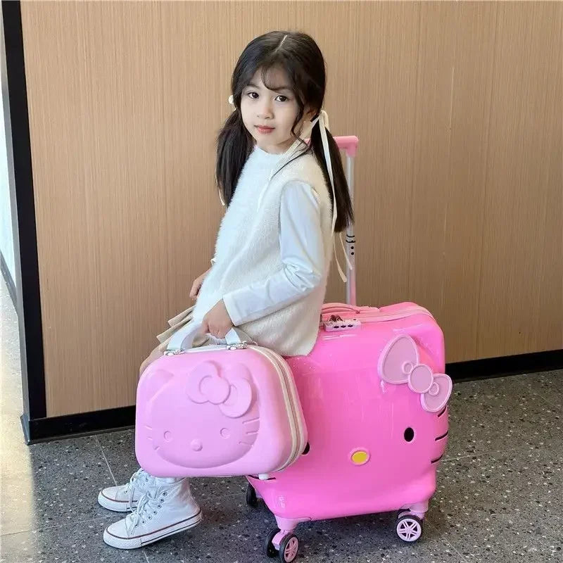 Sweet Hello Kitty Kawaii Anime MINISO Suitcase Cute KT Cat Princess Trolley Case Travel Storage Box Fashion Gifts for Girls