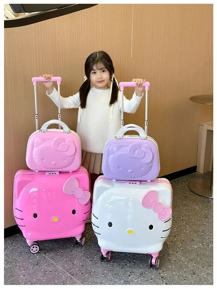 Sweet Hello Kitty Kawaii Anime MINISO Suitcase Cute KT Cat Princess Trolley Case Travel Storage Box Fashion Gifts for Girls