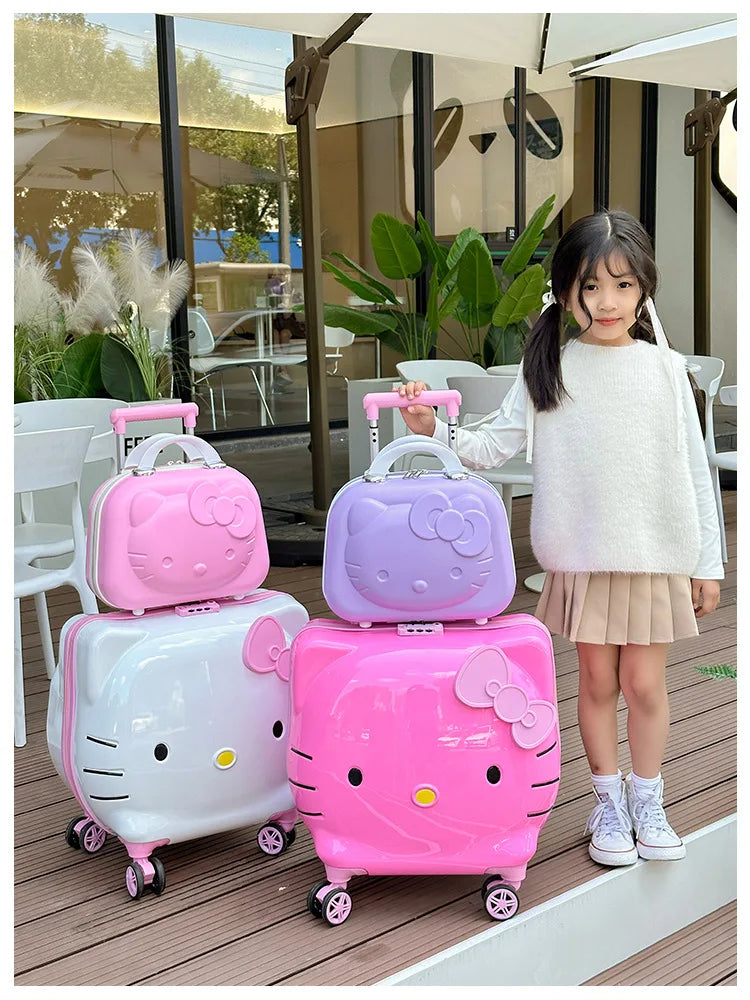Cute Cartoon Sanrios Hello Kittys Children Portable Trolley Case Suitcase Carry-On Girl Luggage Box Fashion Festival Gift