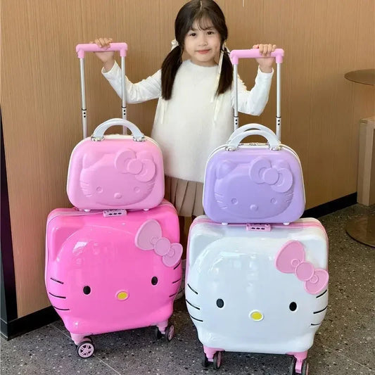 Sweet Hello Kitty Kawaii Anime MINISO Suitcase Cute KT Cat Princess Trolley Case Travel Storage Box Fashion Gifts for Girls