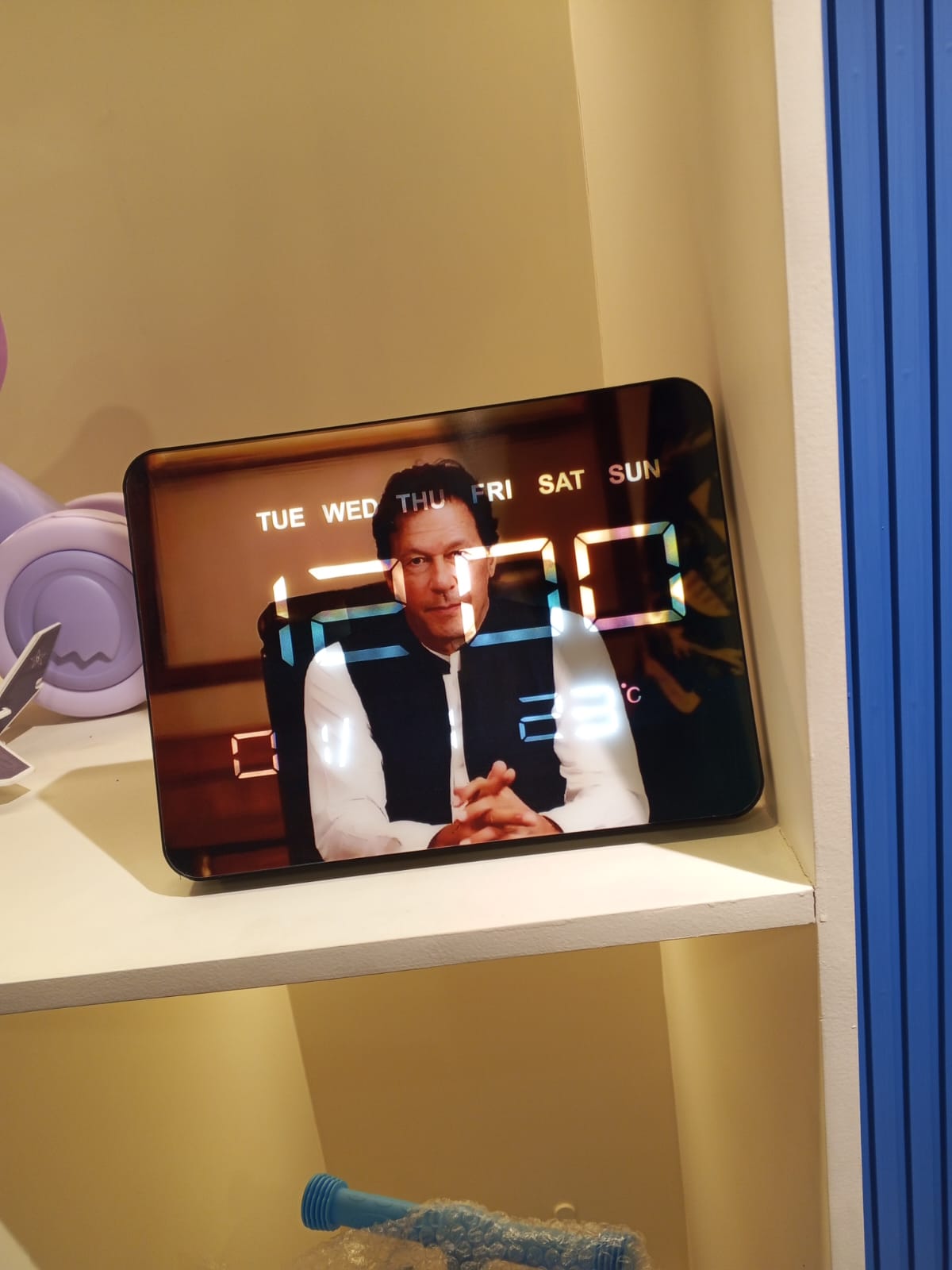 Premium LED Clock with Scenic Printed Display β Modern Digital Desk Clock