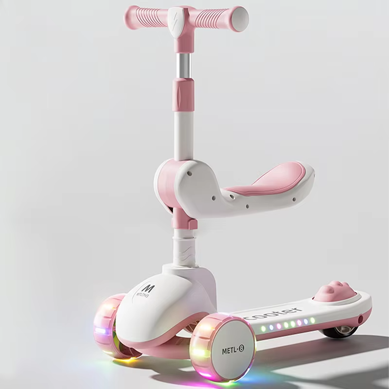 3-in-1 Folding Kick Scooter 1-6 Years Old Sit Ride Lightweight 3 Wheel Safety Brake Boys Girls Toddler Kids Scooter Outdoor Play