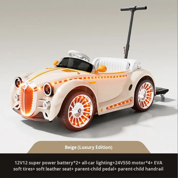 Electric 4 Wheel Car with Push Handles | Premium Imported Quality
